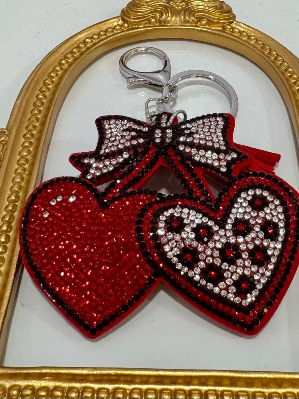 New Red Heart Cherries Keychain/Bag Charm